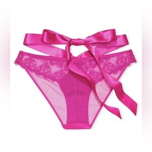 Victorias Secret Very Sexy Cheekini Panty M Tie Bow Front Mesh Back NWT